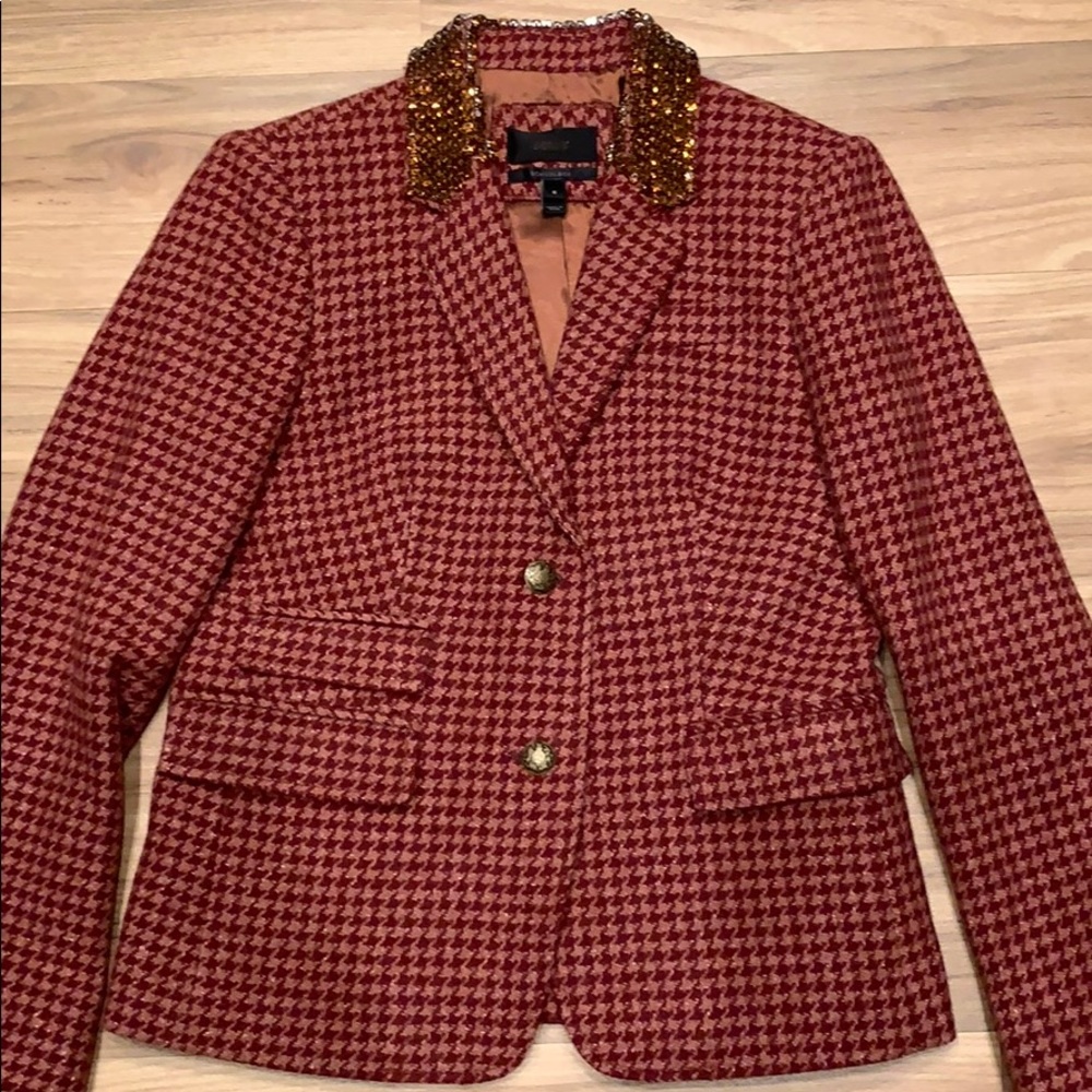 Women’s jcrew schoolboy wool jeweled collar jacket